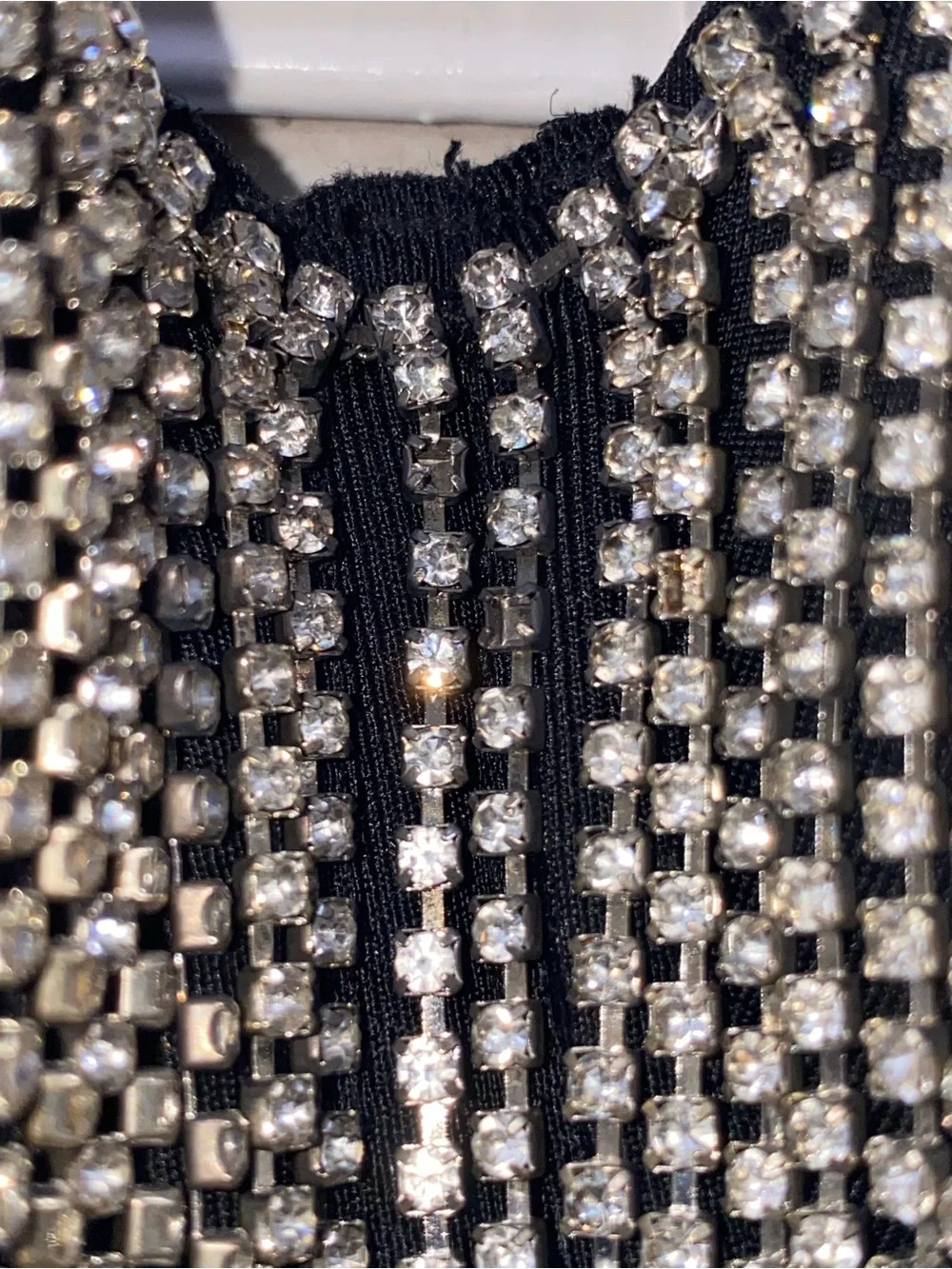 Sparkle & Shine Rhinestone Fringe Bustier Crop Top Black Sequin Diamond corset - Picture 4 of 5